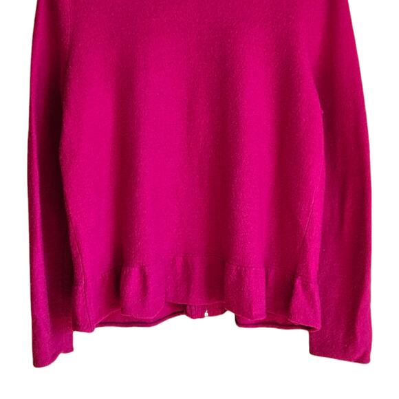 Chico's Sweater Wool Ruffle Hem Renee Cartigan Magenta Pink Women's 1 (Medium) - Picture 6 of 8